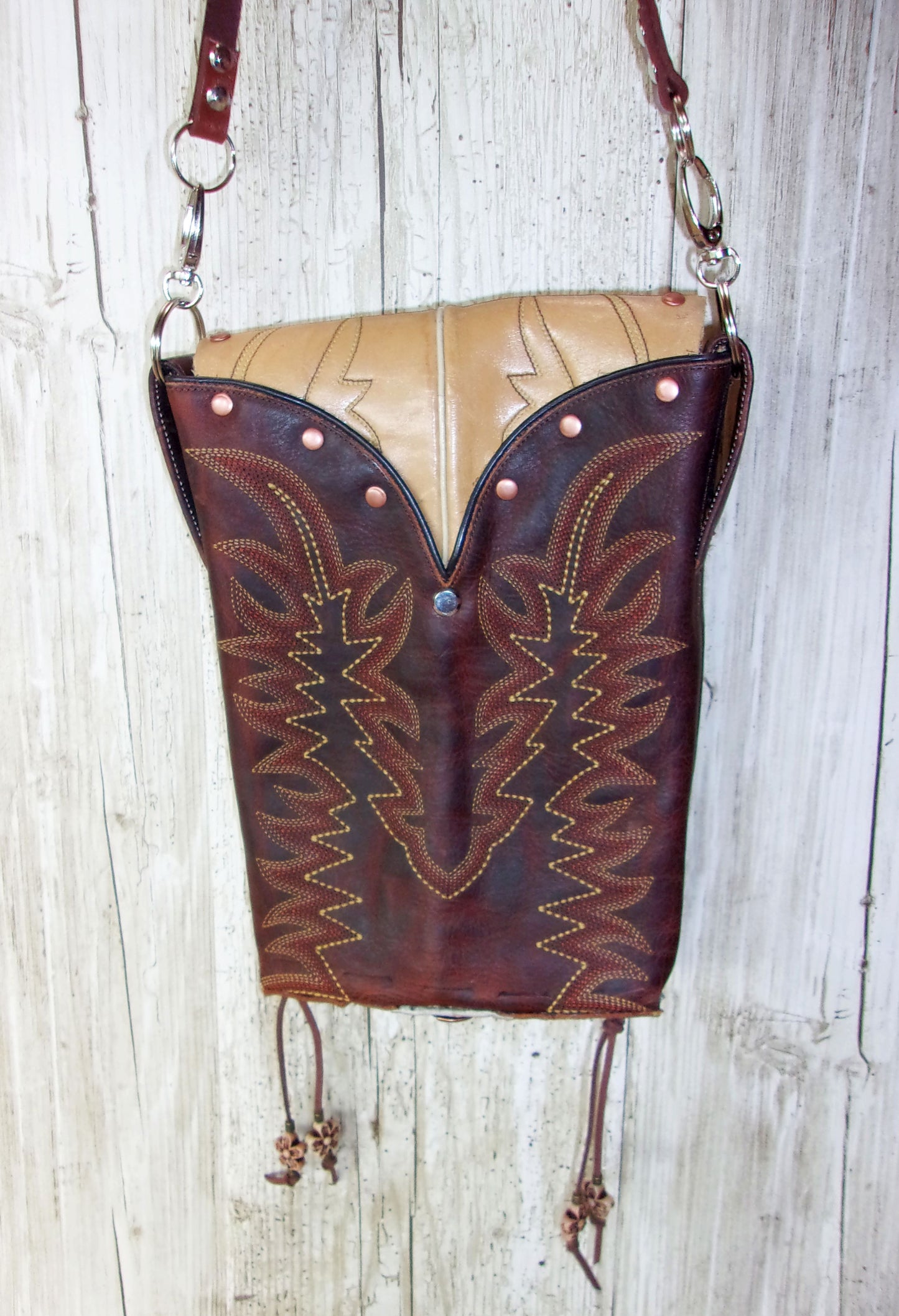 Cowboy Boot Crossbody Hipster Purse HP950 handcrafted from cowboy boots. Shop all unique leather western handbags, purses and totes at Chris Thompson Bags