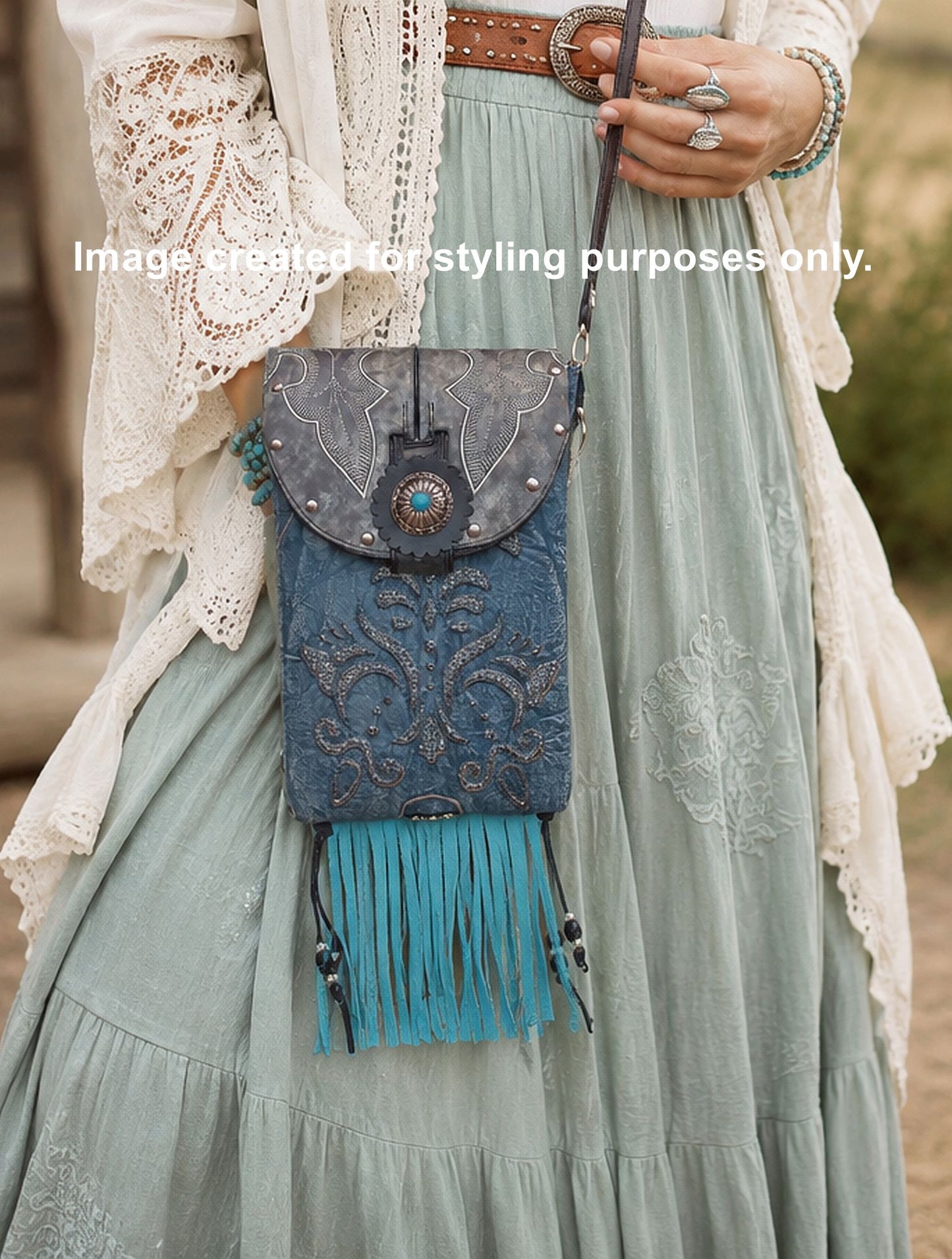 Cowboy Boot Crossbody Fringe Hipster Bag HP960