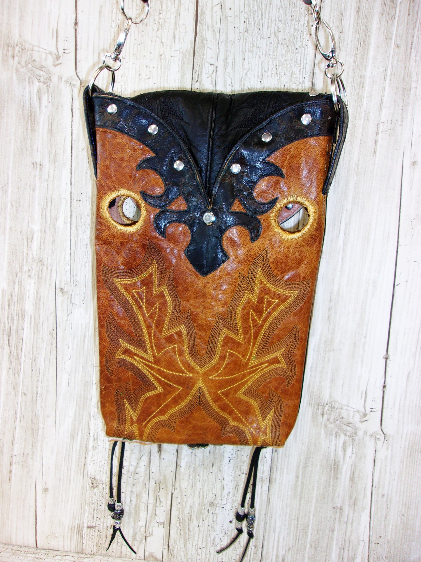 Cowboy Boot Crossbody Hipster Purse HP991 handcrafted from cowboy boots. Shop all unique leather western handbags, purses and totes at Chris Thompson Bags