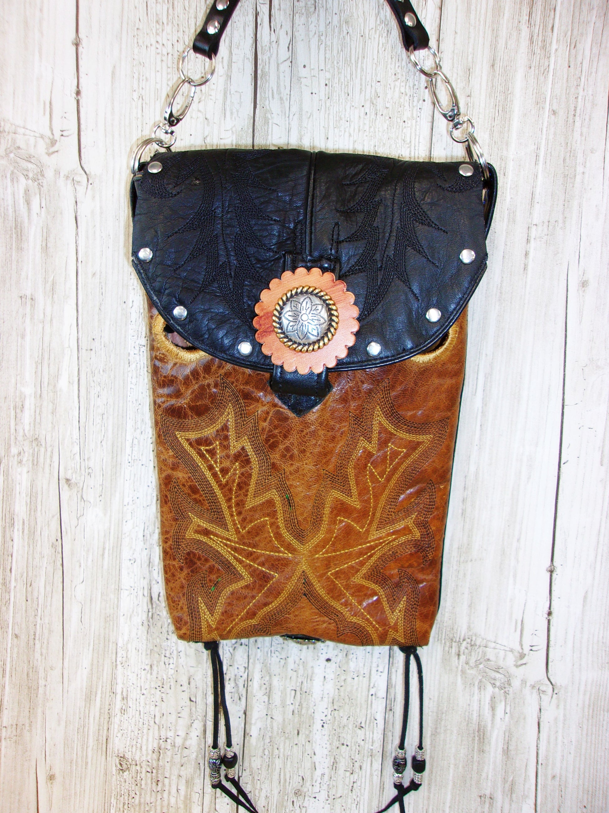 Cowboy Boot Crossbody Hipster Purse HP991 handcrafted from cowboy boots. Shop all unique leather western handbags, purses and totes at Chris Thompson Bags