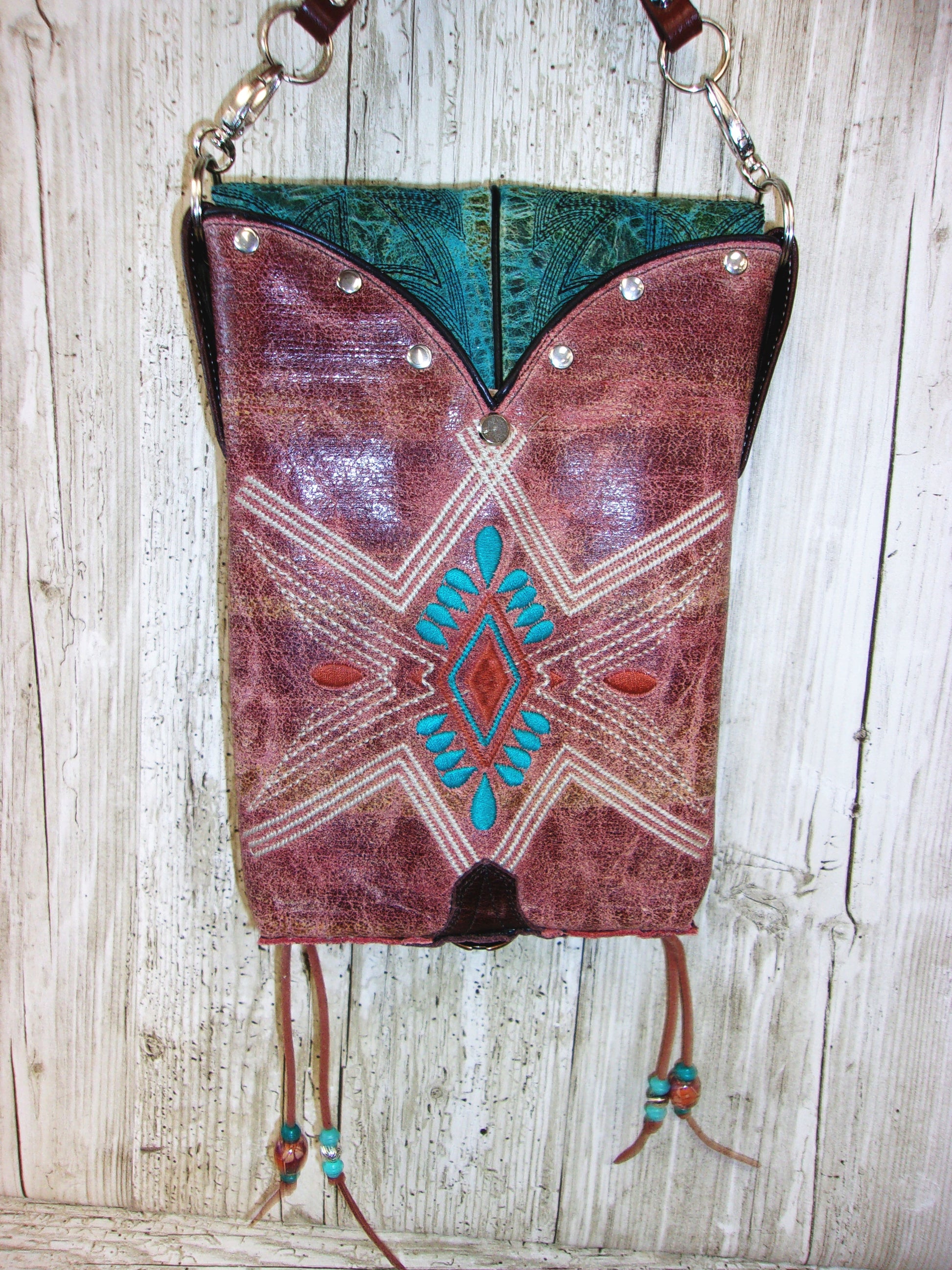 Cowboy Boot Crossbody Hipster Purse HP993 handcrafted from cowboy boots. Shop all unique leather western handbags, purses and totes at Chris Thompson Bags