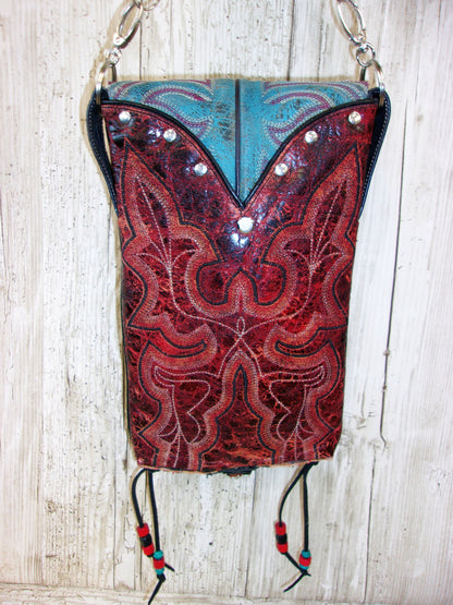 Cowboy Boot Crossbody Hipster Purse HP994 handcrafted from cowboy boots. Shop all unique leather western handbags, purses and totes at Chris Thompson Bags