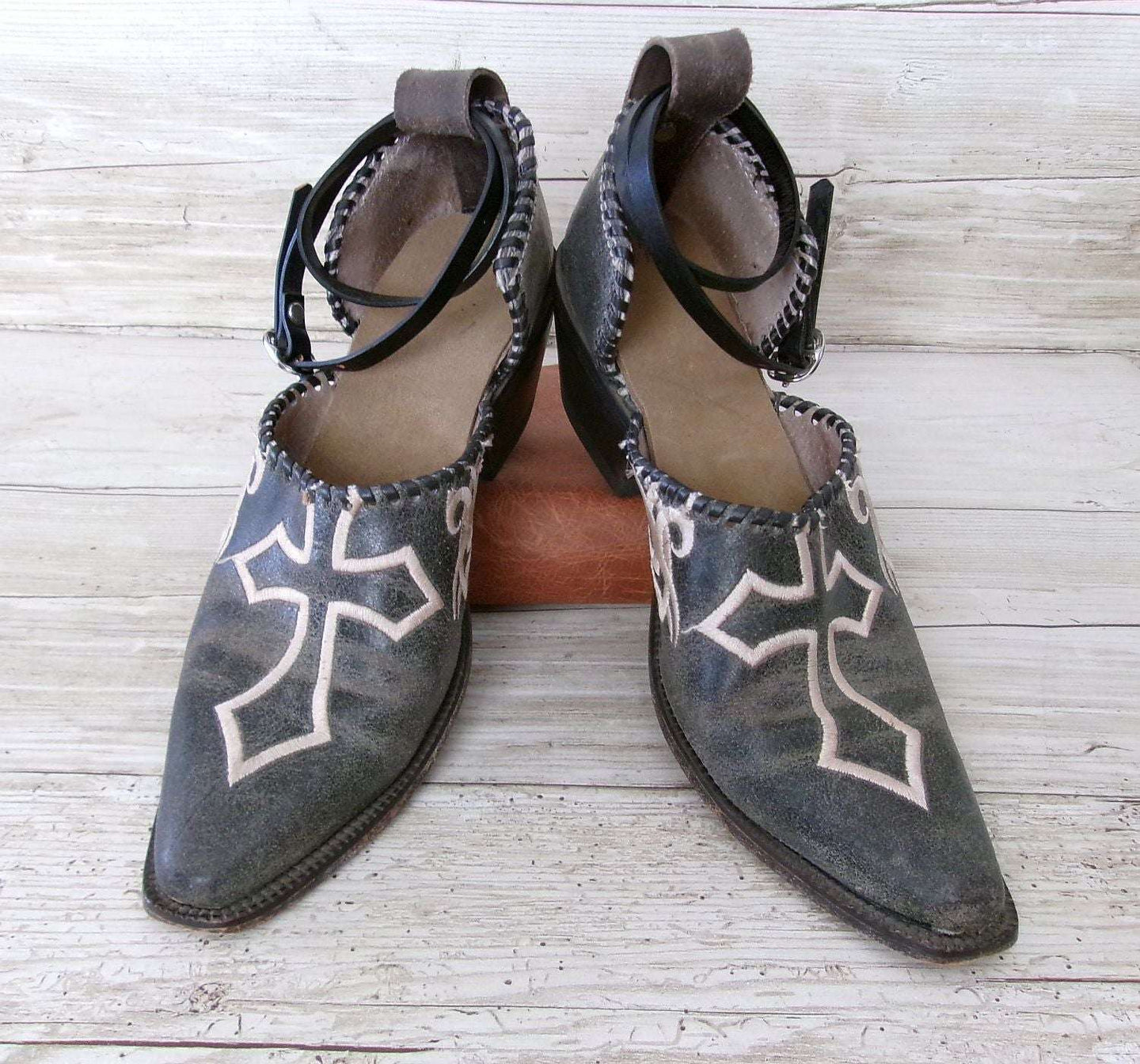 Cowgirl Boot Mules (Size 8-8.5) #mu09 handcrafted from cowboy boots. Shop  at ChrisThompsonBags.com and buy the best ["Cross","mules","Size 8-8.5"] at Chris Thompson Bags.