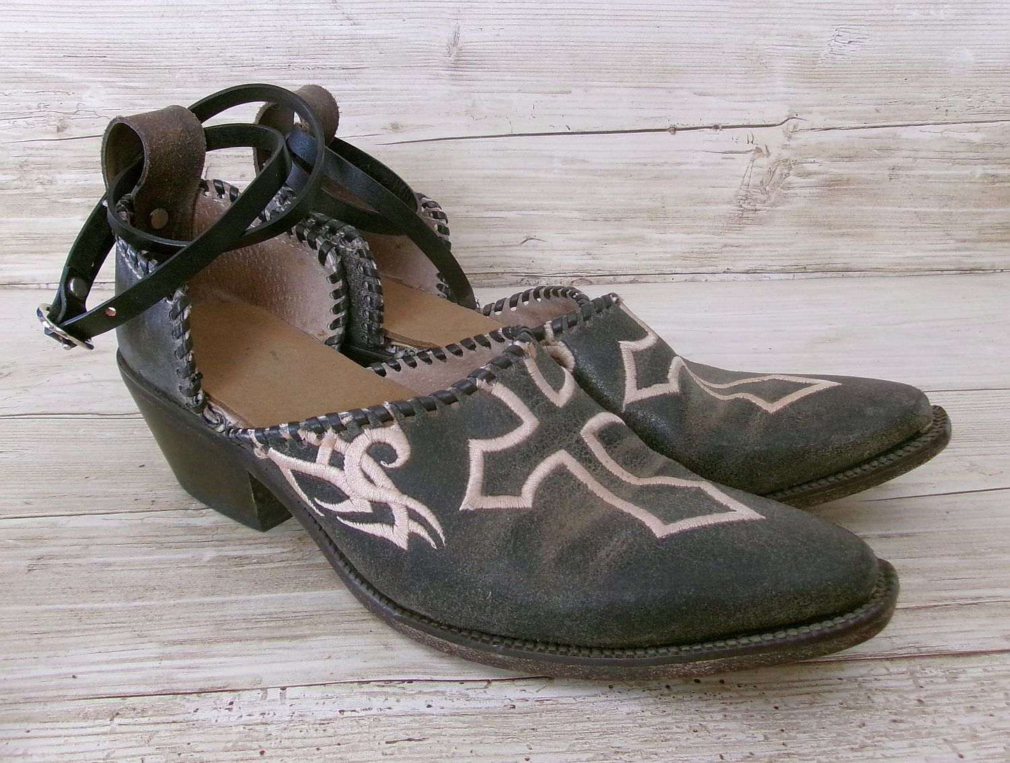 Cowgirl Boot Mules (Size 8-8.5) #mu09 handcrafted from cowboy boots. Shop  at ChrisThompsonBags.com and buy the best ["Cross","mules","Size 8-8.5"] at Chris Thompson Bags.