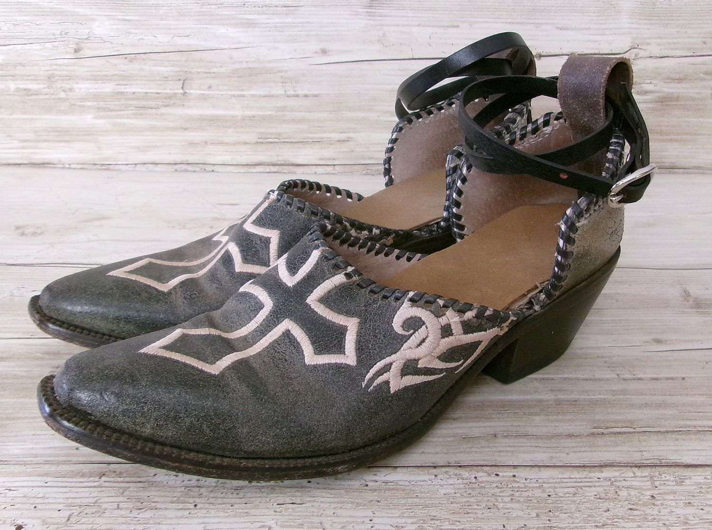 Cowgirl Boot Mules (Size 8-8.5) #mu09 handcrafted from cowboy boots. Shop  at ChrisThompsonBags.com and buy the best ["Cross","mules","Size 8-8.5"] at Chris Thompson Bags.