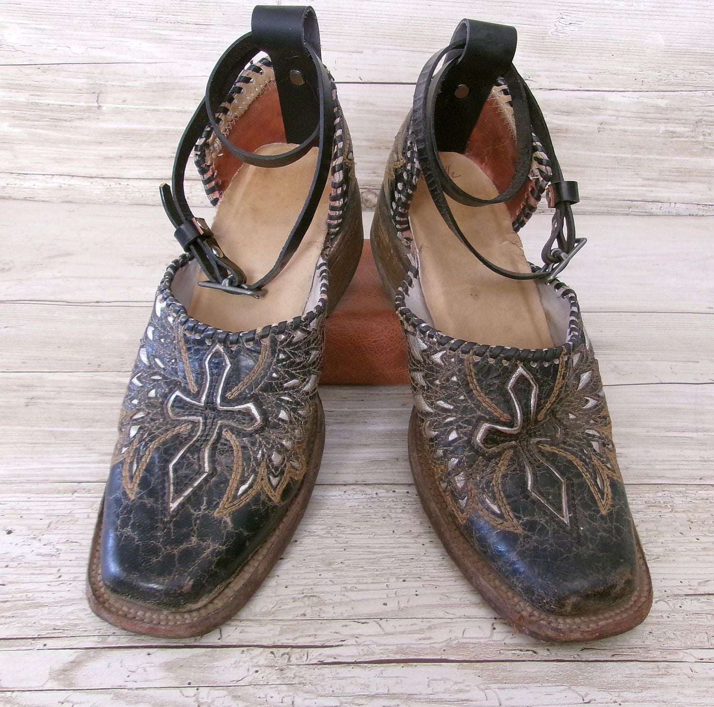 Cowgirl Boot Mules (Size 8-8.5) #mu11 handcrafted from cowboy boots. Shop  at ChrisThompsonBags.com and buy the best ["Cross","mules","Size 8-8.5"] at Chris Thompson Bags.