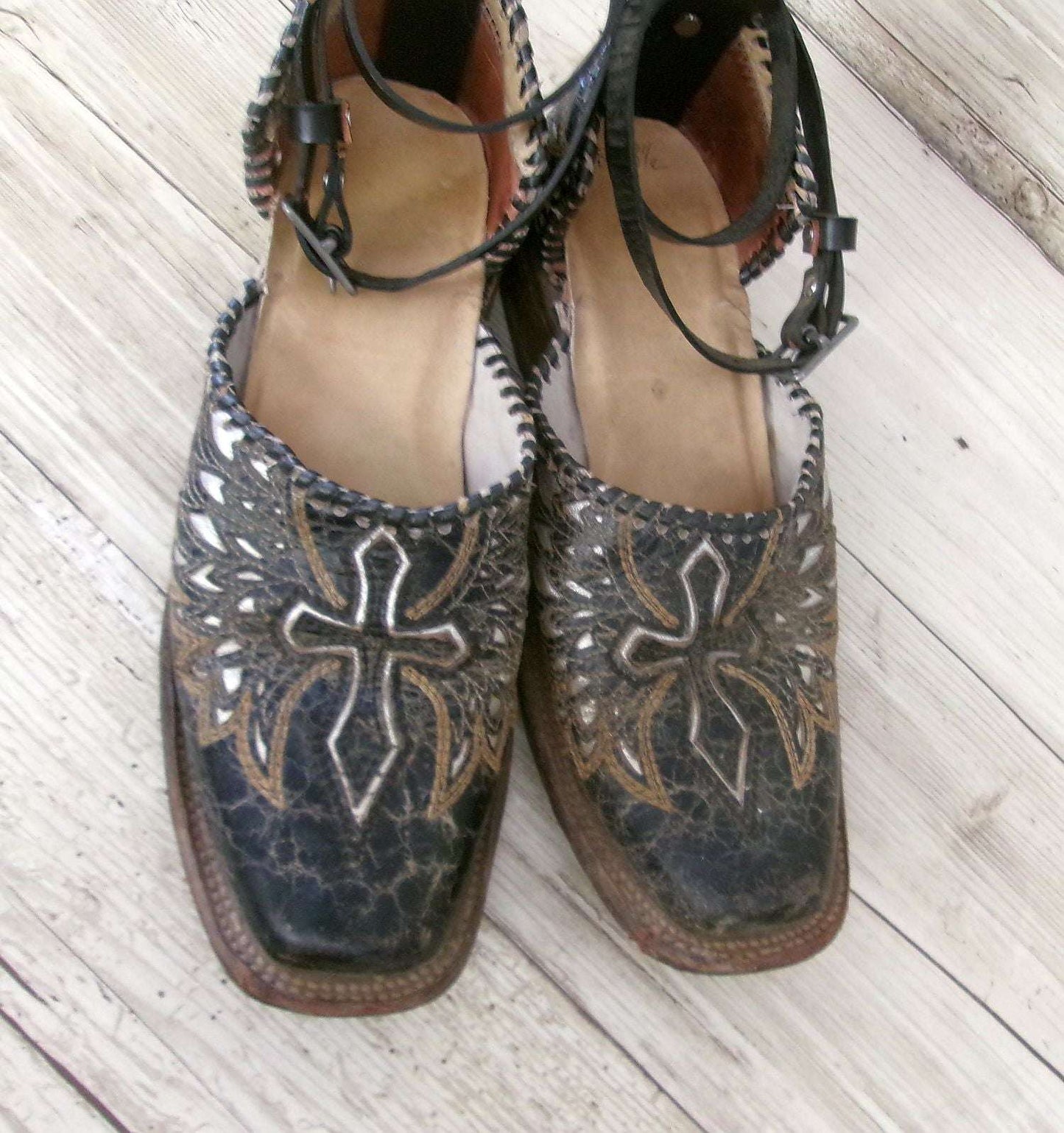 Cowgirl Boot Mules (Size 8-8.5) #mu11 handcrafted from cowboy boots. Shop  at ChrisThompsonBags.com and buy the best ["Cross","mules","Size 8-8.5"] at Chris Thompson Bags.