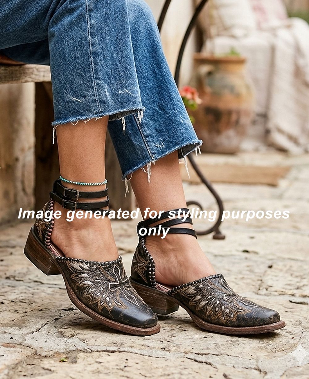 Cowgirl Boot Mules (Size 8-8.5) #mu11