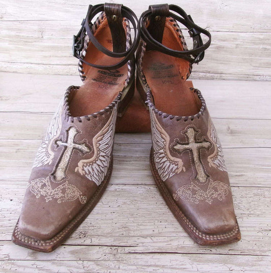 Cowgirl Boot Mules (Size 10.5-11) #mu12 handcrafted from cowboy boots. Shop  at ChrisThompsonBags.com and buy the best ["10.5-11","Cross","mules"] at Chris Thompson Bags.
