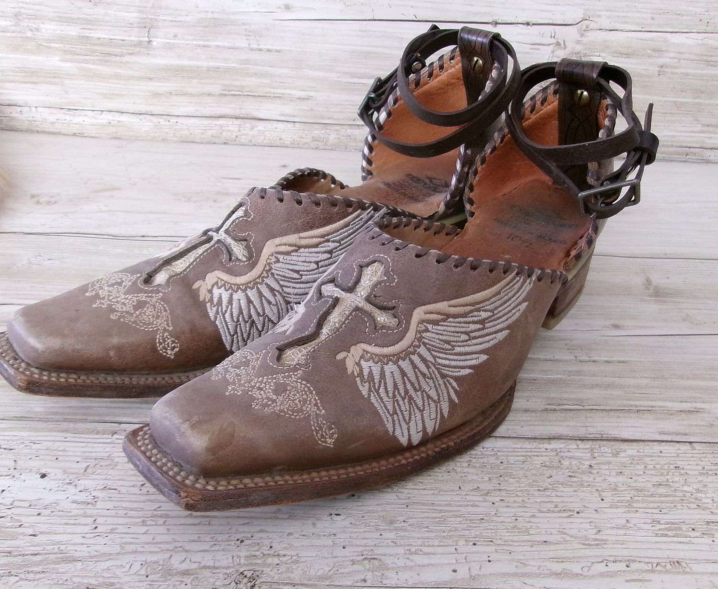 Cowgirl Boot Mules (Size 10.5-11) #mu12 handcrafted from cowboy boots. Shop  at ChrisThompsonBags.com and buy the best ["10.5-11","Cross","mules"] at Chris Thompson Bags.
