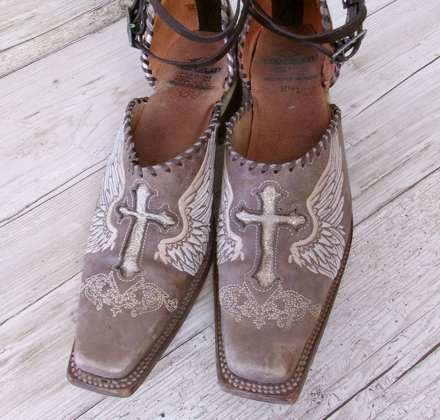 Cowgirl Boot Mules (Size 10.5-11) #mu12 handcrafted from cowboy boots. Shop  at ChrisThompsonBags.com and buy the best ["10.5-11","Cross","mules"] at Chris Thompson Bags.