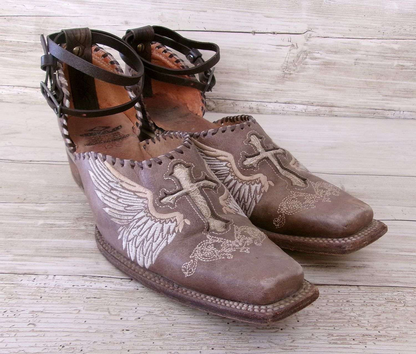 Cowgirl Boot Mules (Size 10.5-11) #mu12 handcrafted from cowboy boots. Shop  at ChrisThompsonBags.com and buy the best ["10.5-11","Cross","mules"] at Chris Thompson Bags.