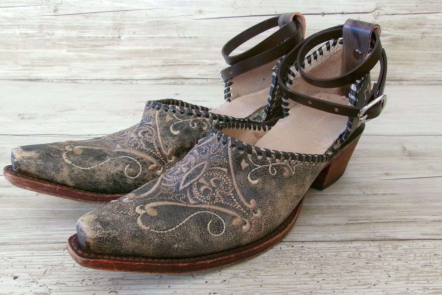 Cowgirl Boot Mules (Size 7-7.5) #mu49 handcrafted from cowboy boots. Shop  at ChrisThompsonBags.com and buy the best ["7-7.5","mules"] at Chris Thompson Bags.