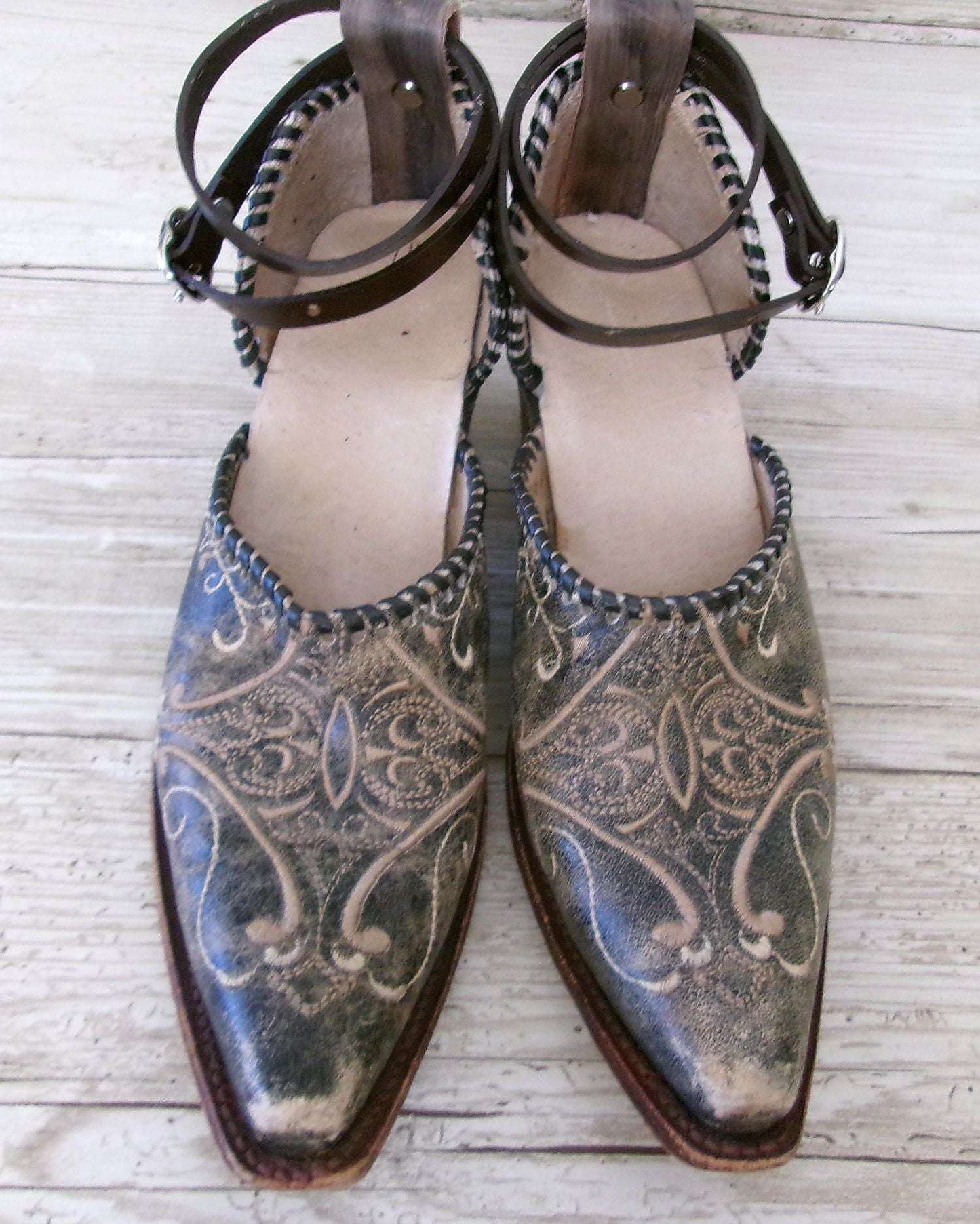 Cowgirl Boot Mules (Size 7-7.5) #mu49 handcrafted from cowboy boots. Shop  at ChrisThompsonBags.com and buy the best ["7-7.5","mules"] at Chris Thompson Bags.