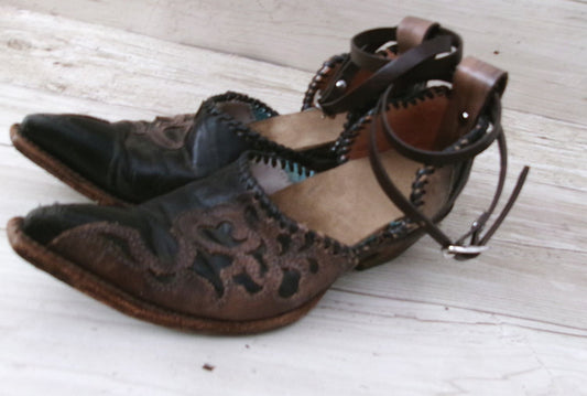 Cowgirl Boot Mules (Size 6.6.5) #mu57 handcrafted from cowboy boots. Shop  at ChrisThompsonBags.com and buy the best ["6-6.5","mules"] at Chris Thompson Bags.