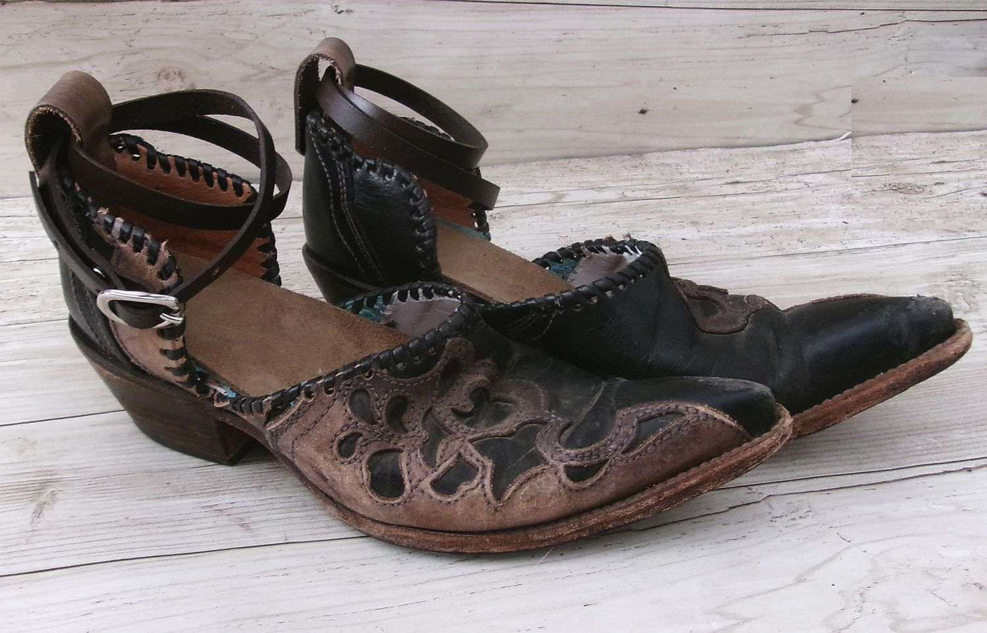 Cowgirl Boot Mules (Size 6.6.5) #mu57 handcrafted from cowboy boots. Shop  at ChrisThompsonBags.com and buy the best ["6-6.5","mules"] at Chris Thompson Bags.