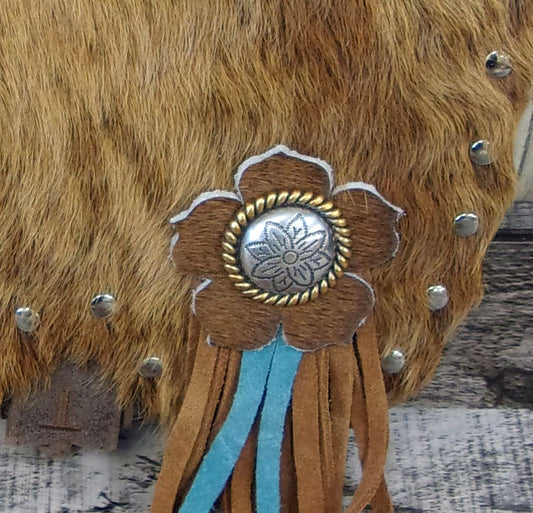 Hand-Painted Boho Bag P06 handcrafted from cowboy boots. Shop Handbags at ChrisThompsonBags.com and buy the best ["Crossbody","fringe","Hide","Painted","Small"] at Chris Thompson Bags.