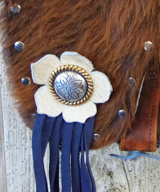 Hand-Painted Boho Bag P08 handcrafted from cowboy boots. Shop Handbags at ChrisThompsonBags.com and buy the best ["Crossbody","fringe","Hide","Painted","Small"] at Chris Thompson Bags.
