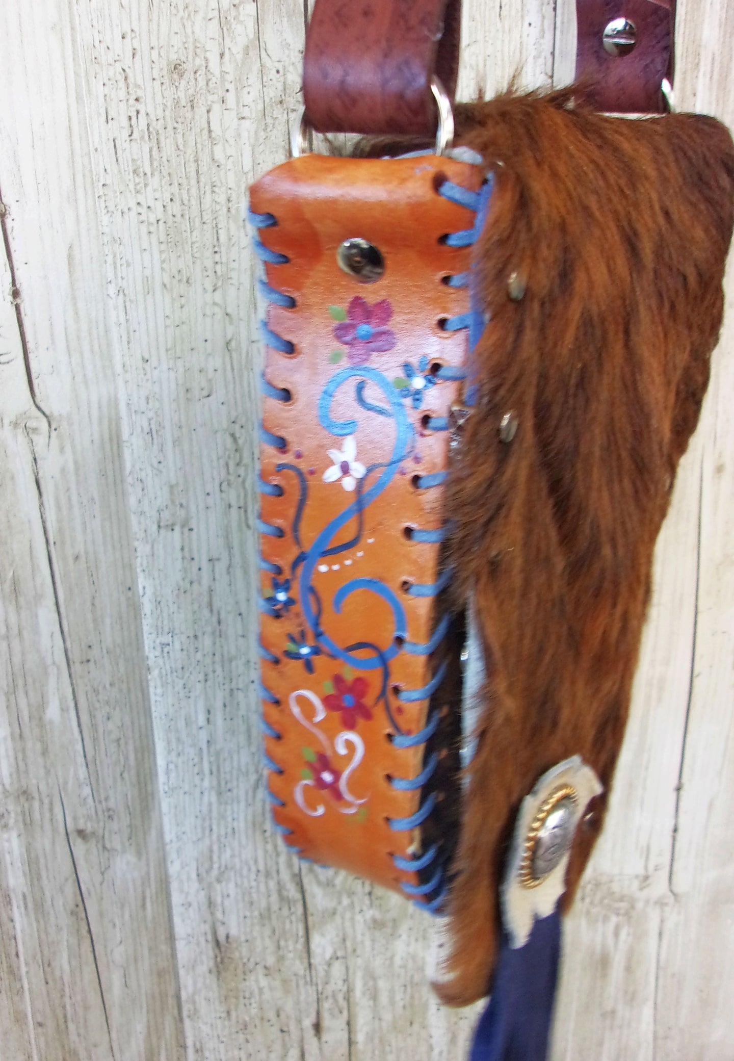 Hand-Painted Boho Bag P08 handcrafted from cowboy boots. Shop Handbags at ChrisThompsonBags.com and buy the best boho purse, boot purse, boot top purse, Country Chic, country fashion, cowboy boot lover, cowboy boot purse, cowboy boot purses, Cowgirl Chic, cowgirl gift, cowgirl hippie bag, cowgirl style, cowhide purse, hair on hide purse, purse with fringe, unique gift for her at Chris Thompson Bags.