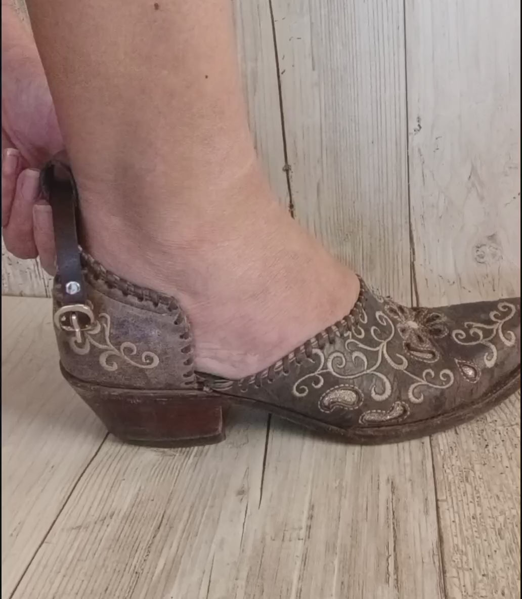 handcrafted mules made from upcycled cowboy boots