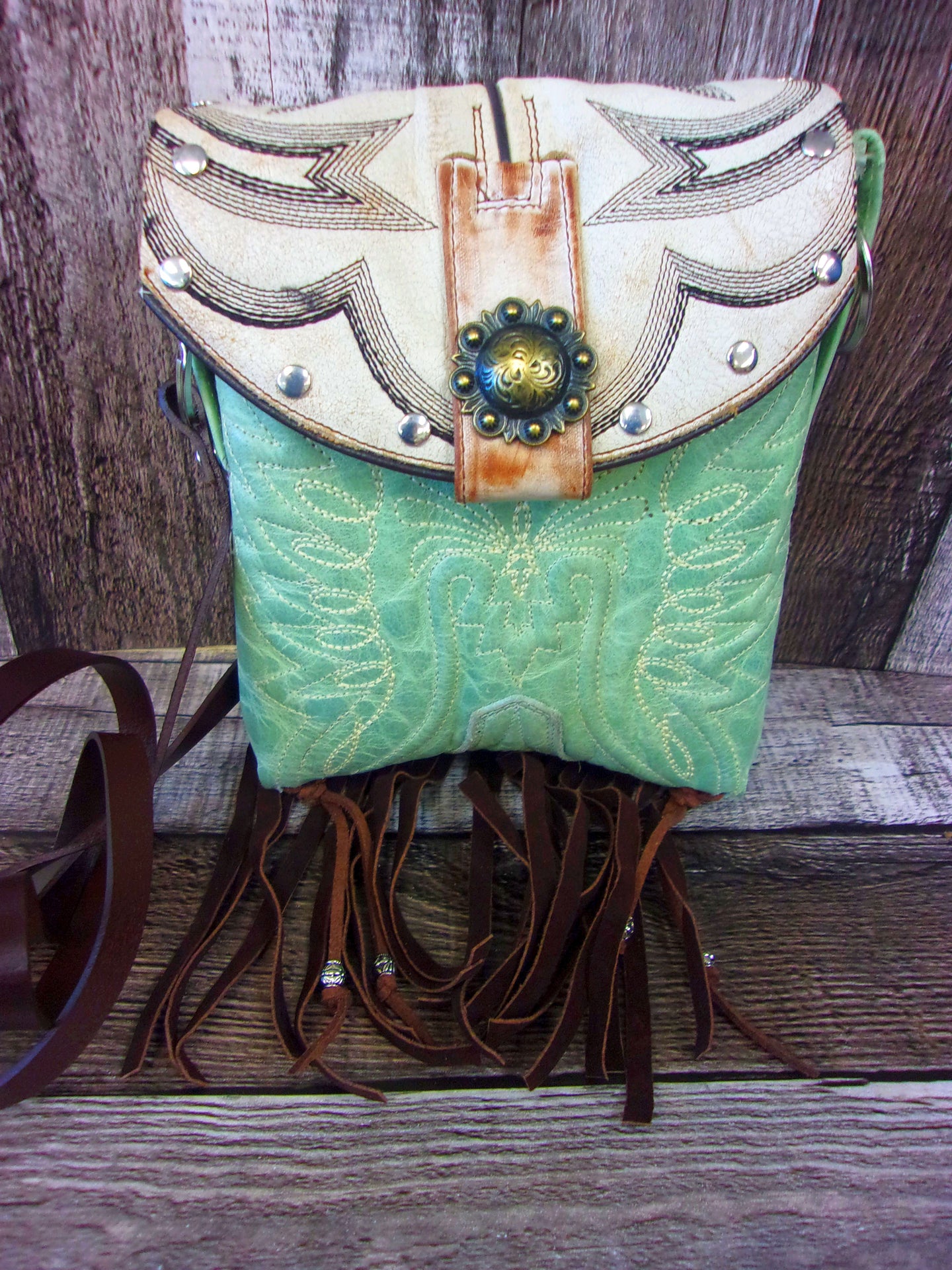 Small Cowboy Boot Purse with Fringe sm258