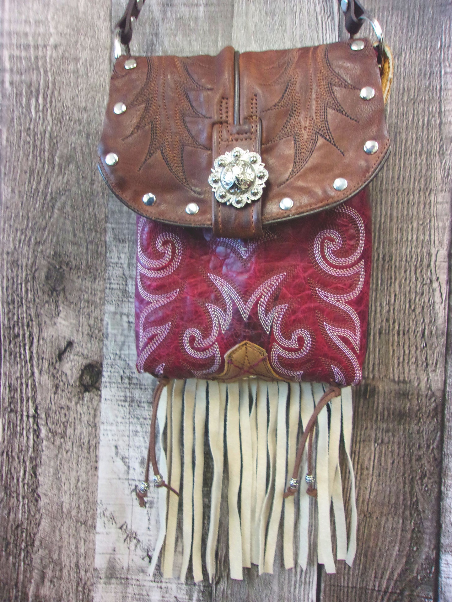 Small Cowboy Boot Purse with Fringe sm263