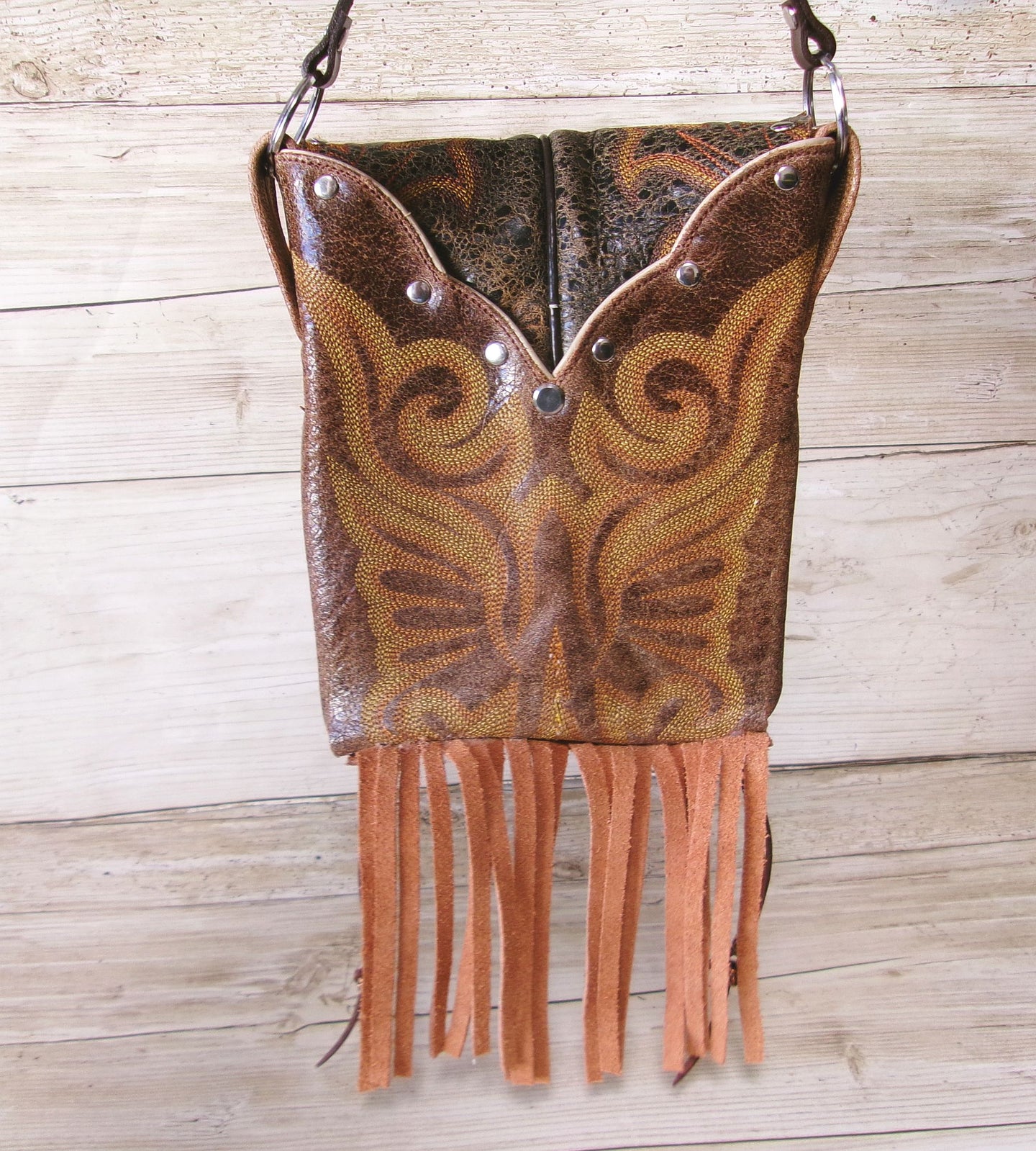 Small Cowboy Boot Purse with Fringe sm343