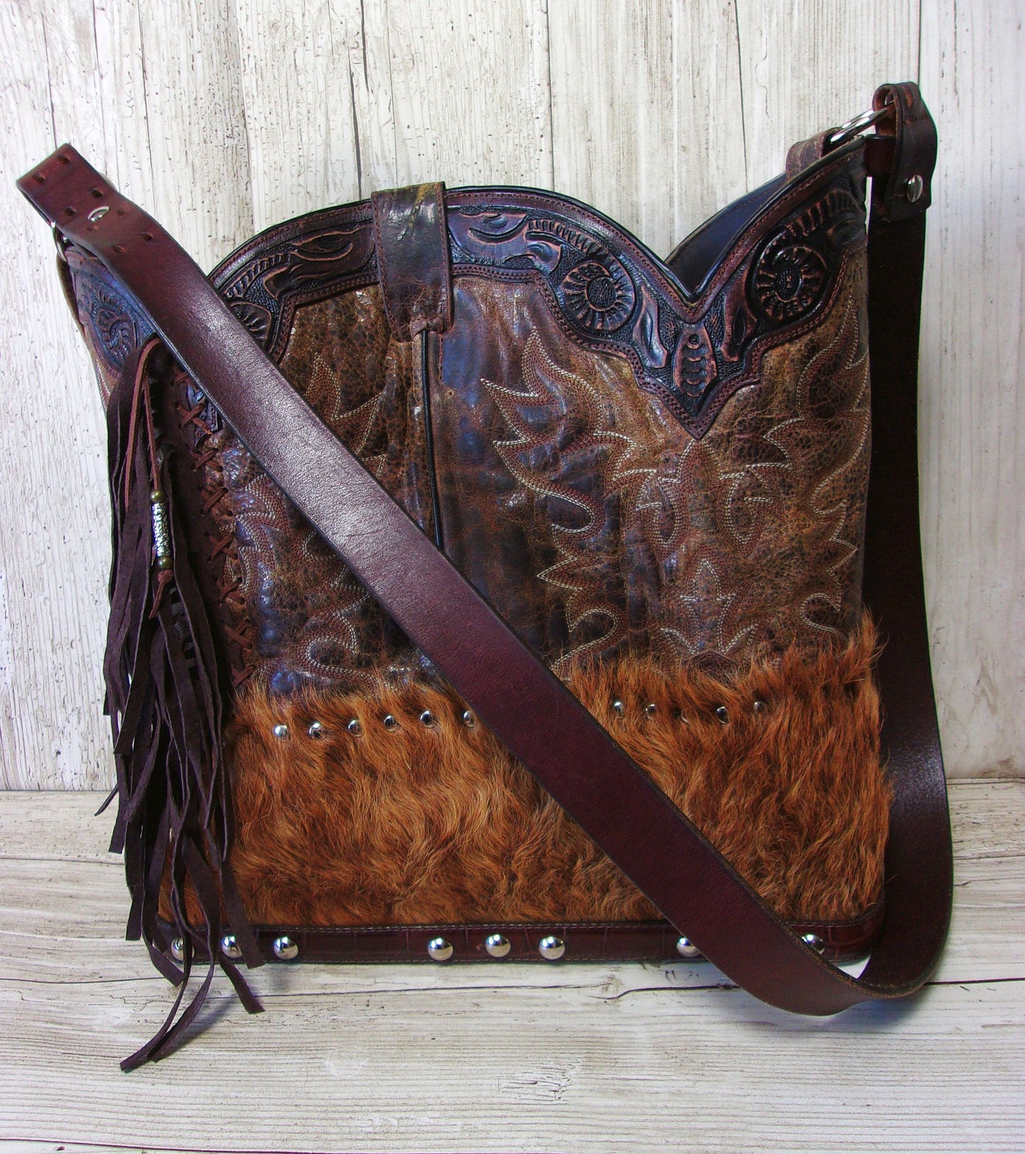 Western Artisan Bag 6Pc Bundle – Mixed Styles and Sizes handcrafted from cowboy boots. Shop  at ChrisThompsonBags.com and buy the best ["hair on hide"] at Chris Thompson Bags.
