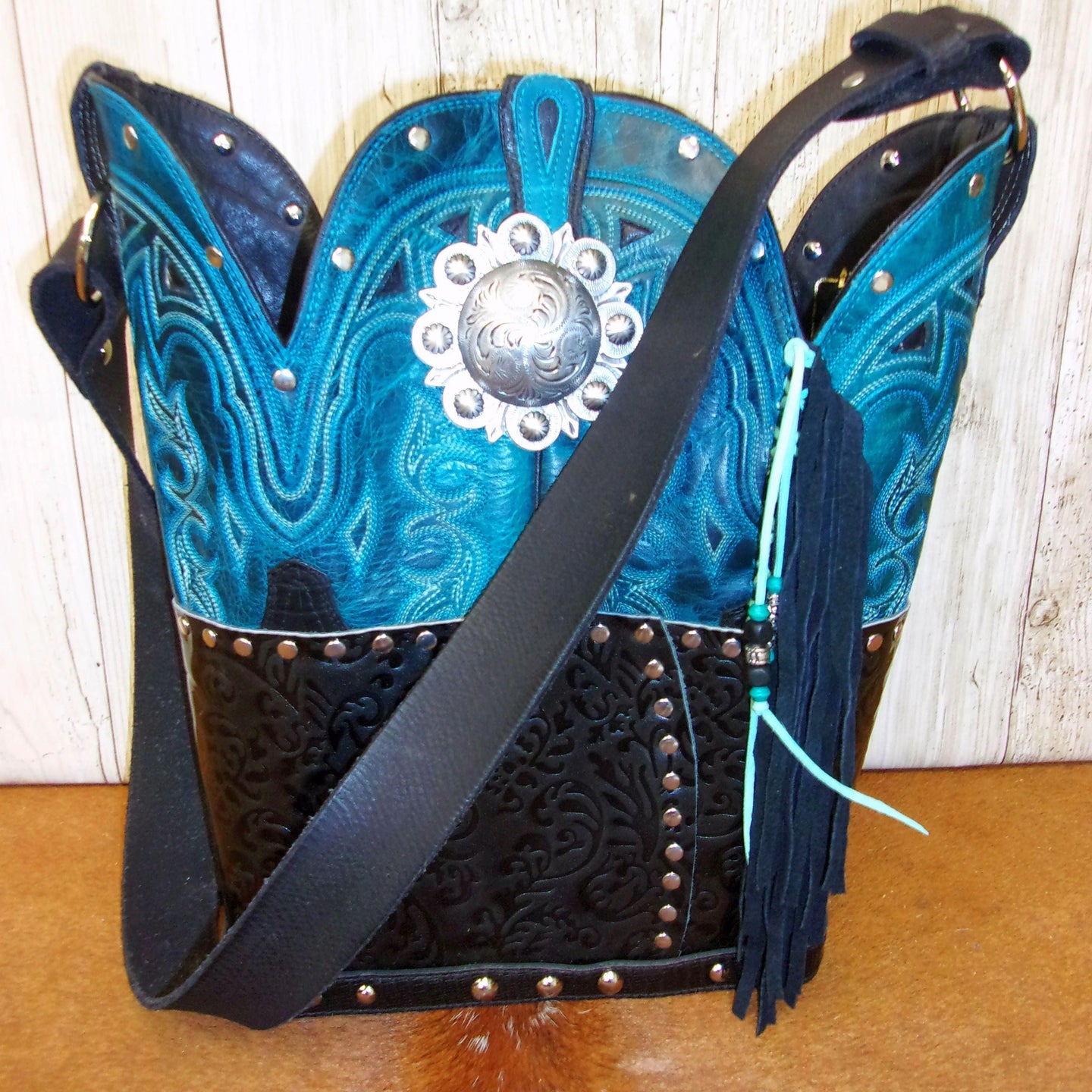 Top Shelf Cowboy Boot Purse with Fringe TS312