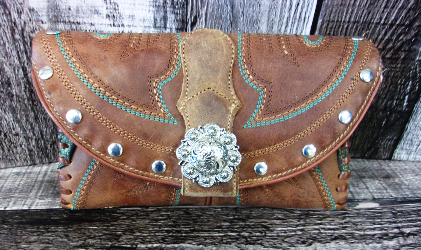 Wallet/Card Holder WC07 handcrafted from cowboy boots. Shop Handbags, Wallets & Cases at and buy the best card holder, country centerpiece, Country Chic, country style, Cowgirl Chic, cowgirl gift, cowgirl style, unique gift for her, wallet at Chris Thompson Bags.