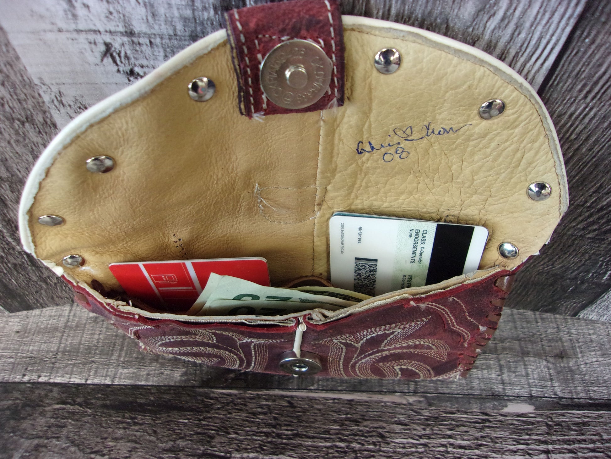 Wallet/Card Holder WC08 handcrafted from cowboy boots. Shop Handbags, Wallets & Cases at and buy the best card holder, country centerpiece, Country Chic, country style, Cowgirl Chic, cowgirl gift, cowgirl style, unique gift for her, wallet at Chris Thompson Bags.