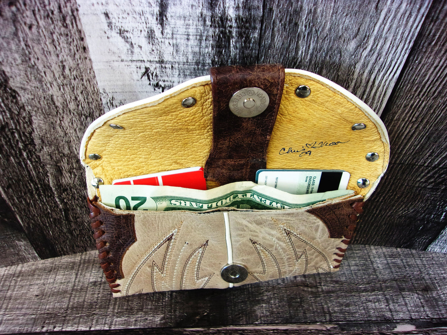 Wallet/Card Holder WC09 handcrafted from cowboy boots. Shop Handbags, Wallets & Cases at ChrisThompsonBags.com and buy the best card holder, country centerpiece, Country Chic, country style, Cowgirl Chic, cowgirl gift, cowgirl style, unique gift for her, wallet at Chris Thompson Bags.