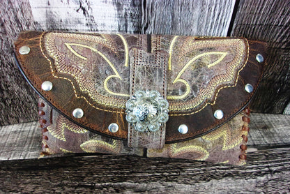 Wallet/Card Holder WC10 handcrafted from cowboy boots. Shop Handbags, Wallets & Cases at and buy the best card holder, country centerpiece, Country Chic, country style, Cowgirl Chic, cowgirl gift, cowgirl style, unique gift for her, wallet at Chris Thompson Bags.