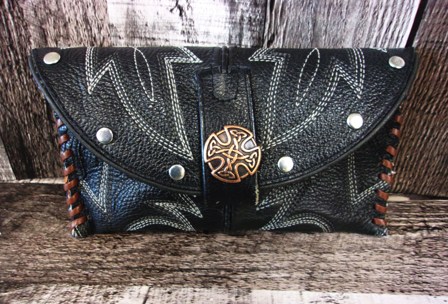 Wallet/Card Holder WC14 handcrafted from cowboy boots. Shop Handbags, Wallets & Cases at ChrisThompsonBags.com and buy the best card holder, country centerpiece, Country Chic, country style, Cowgirl Chic, cowgirl gift, cowgirl style, unique gift for her, wallet at Chris Thompson Bags.