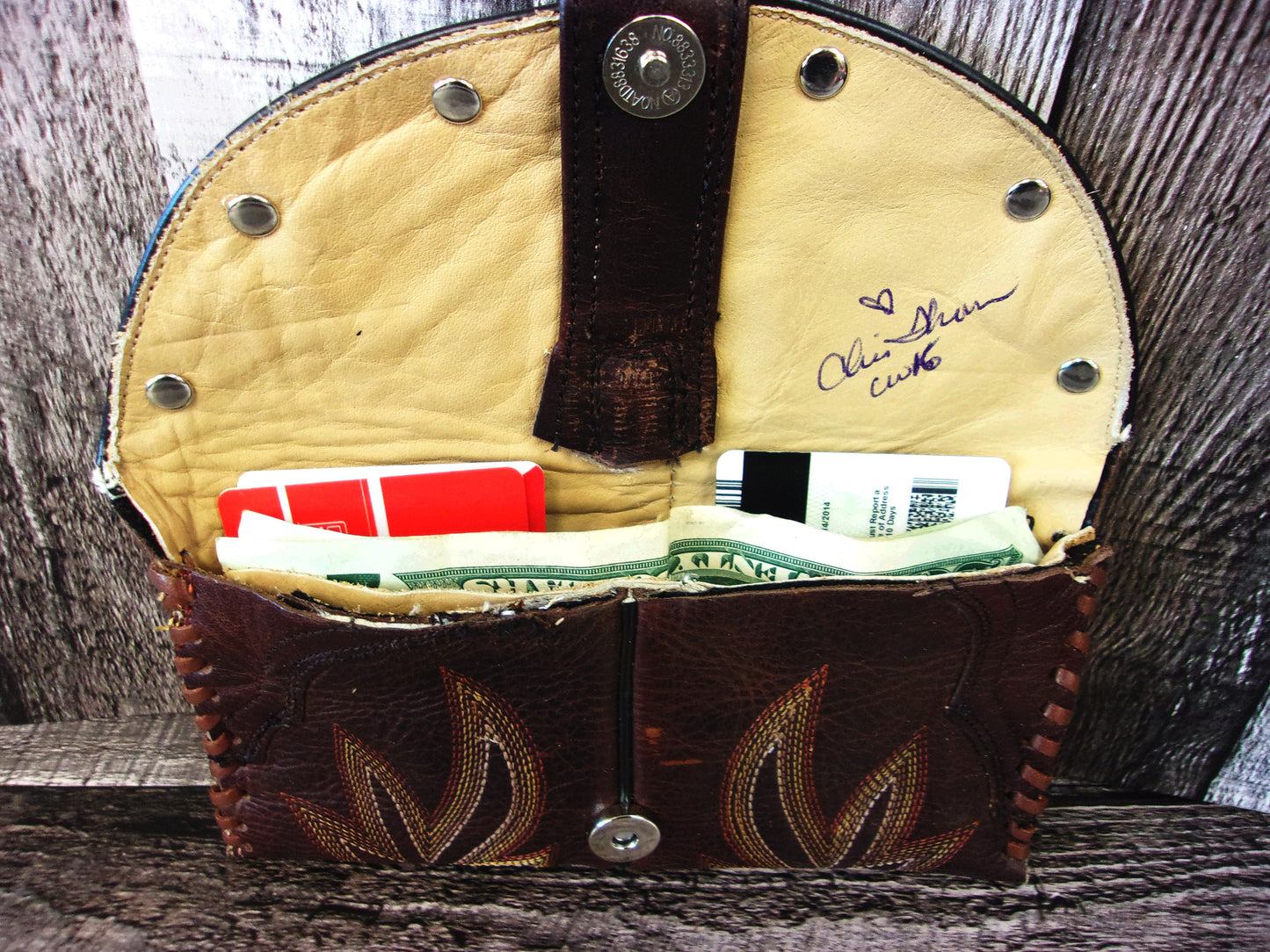 Wallet/Card Holder WC16 handcrafted from cowboy boots. Shop Handbags, Wallets & Cases at and buy the best card holder, country centerpiece, Country Chic, country style, Cowgirl Chic, cowgirl gift, cowgirl style, unique gift for her, wallet at Chris Thompson Bags.