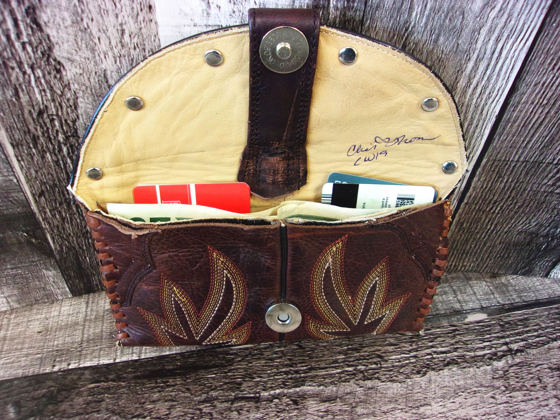 Wallet/Card Holder WC19 handcrafted from cowboy boots. Shop Handbags, Wallets & Cases at and buy the best card holder, country centerpiece, Country Chic, country style, Cowgirl Chic, cowgirl gift, cowgirl style, unique gift for her, wallet at Chris Thompson Bags.