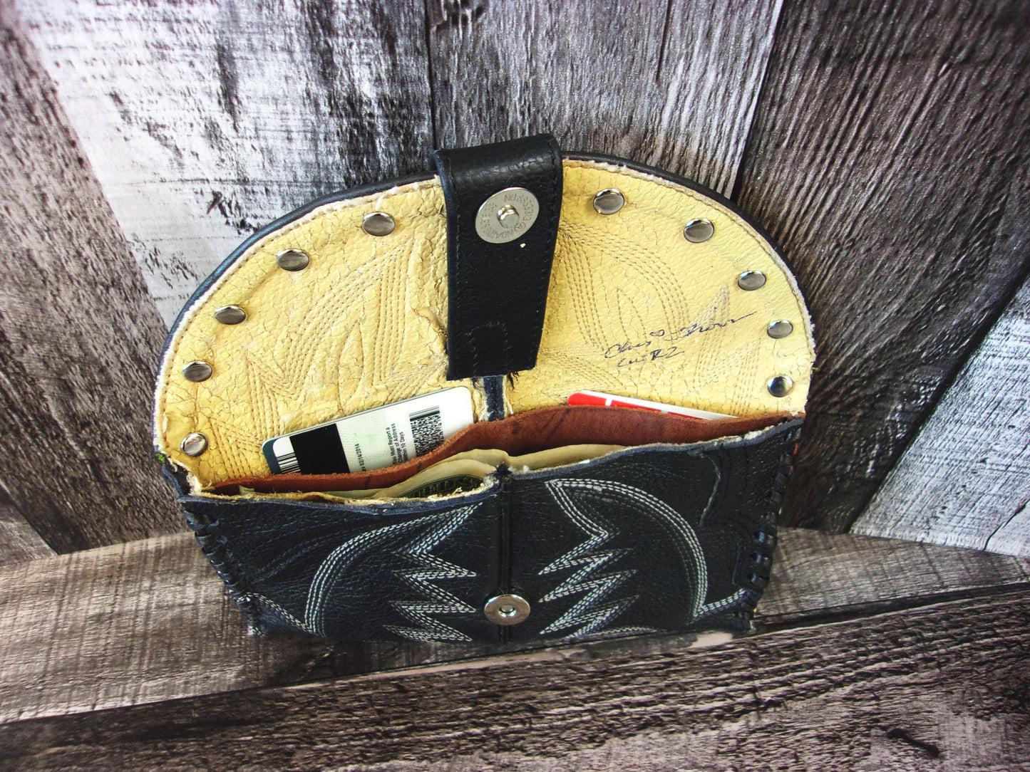 Wallet/Card Holder WC22 handcrafted from cowboy boots. Shop Handbags, Wallets & Cases at and buy the best card holder, country centerpiece, Country Chic, country style, Cowgirl Chic, cowgirl gift, cowgirl style, unique gift for her, wallet at Chris Thompson Bags.