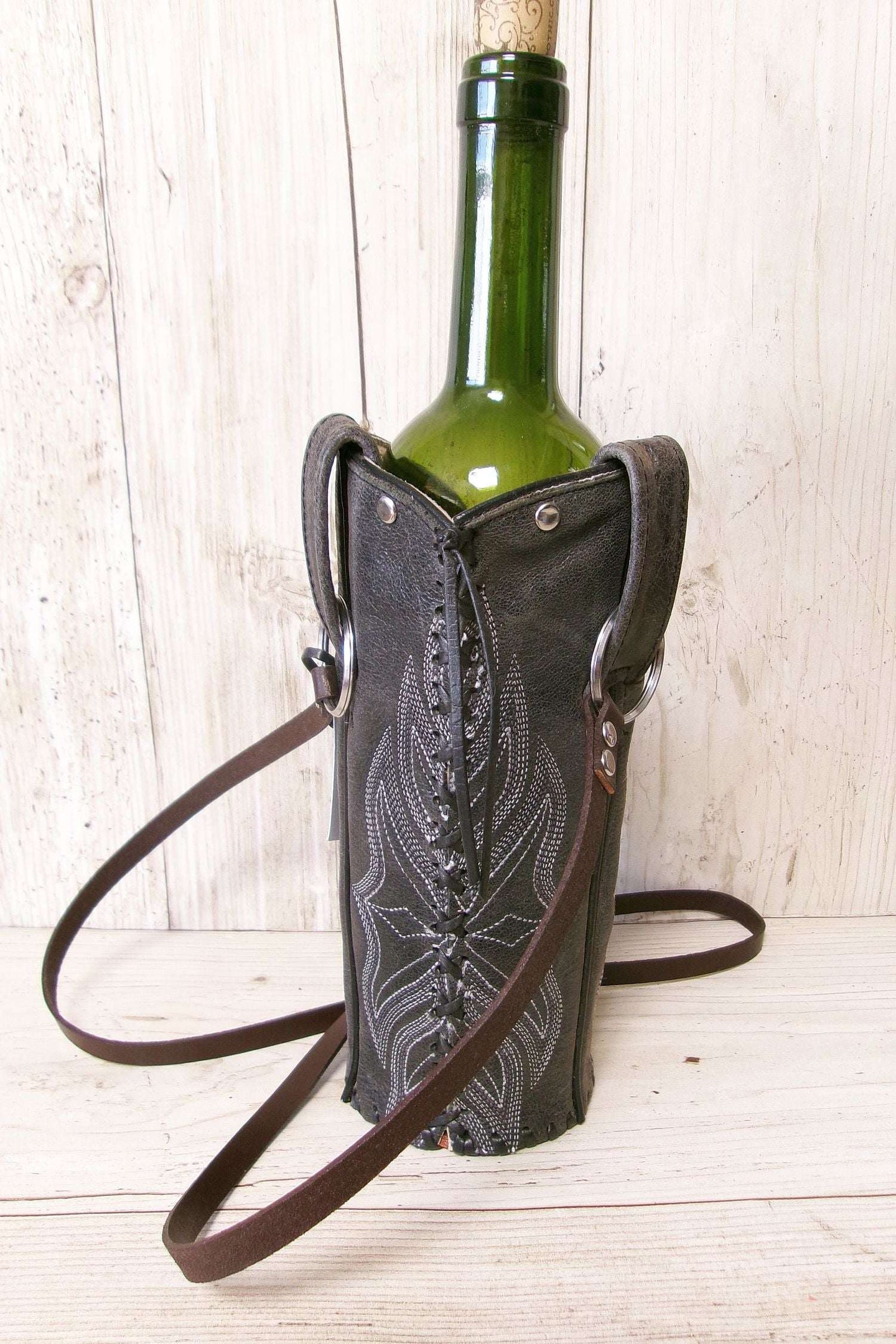 Cowboy Boot Wine Water Tote WA53 handcrafted from cowboy boots. Shop Wine Carrier Bags at ChrisThompsonBags.com and buy the best ["Bottle","Caddy","Crossbody","Holder","Tote","Water","Wine"] at Chris Thompson Bags.