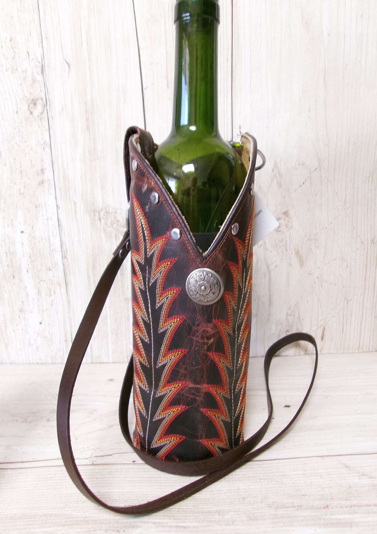Cowboy Boot Wine Water Tote WA54 handcrafted from cowboy boots. Shop Wine Carrier Bags at ChrisThompsonBags.com and buy the best ["Bottle","Caddy","Crossbody","Holder","Tote","Water","Wine"] at Chris Thompson Bags.