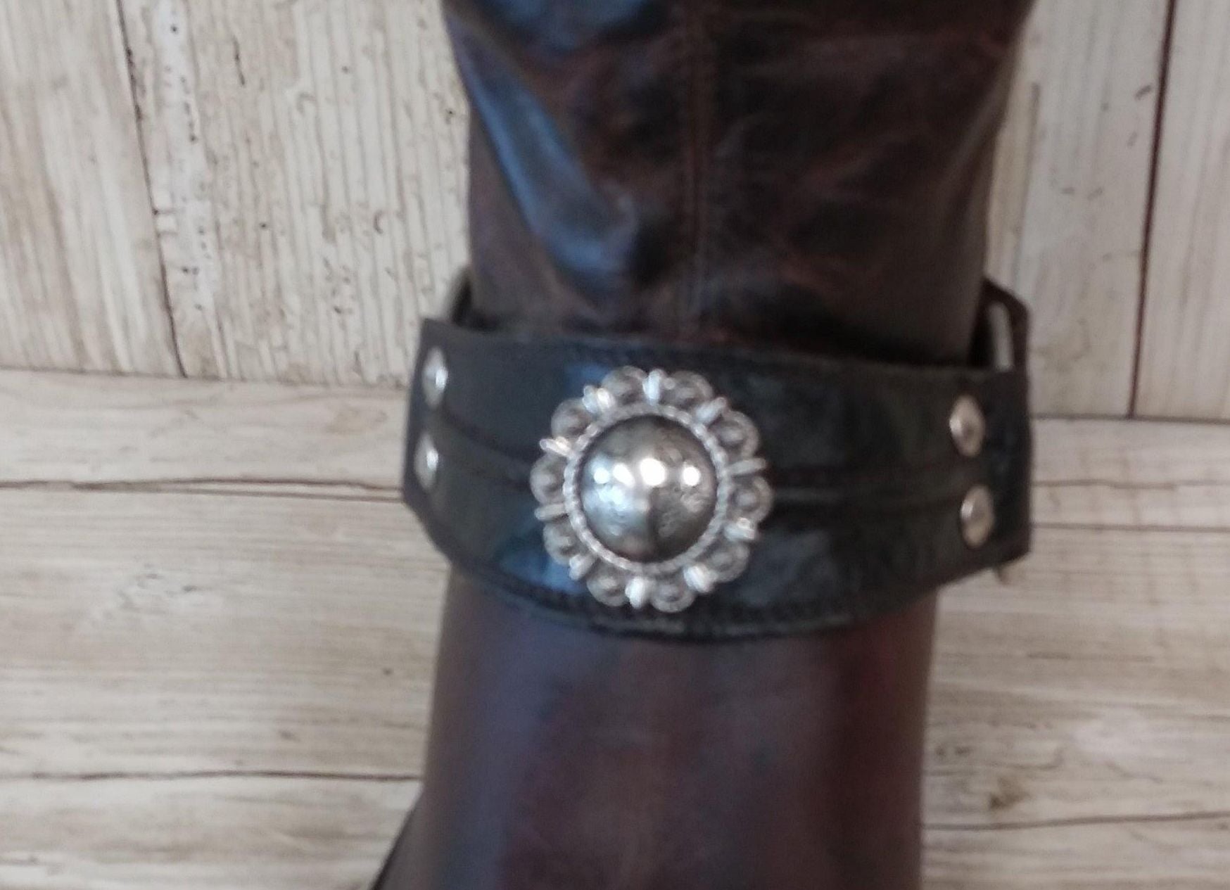Boot Bracelet Decoration (Single) bw84 handcrafted from cowboy boots. Shop Apparel & Accessories at and buy the best boot accents, boot accessory, boot bling, boot bracelet, boot decor, boot jewelry, boot wrap, cowboy boot bling, cowboy boot decor, cowgirl boot bling, decorate boots, ugg decoration, western boot decor at Chris Thompson Bags.