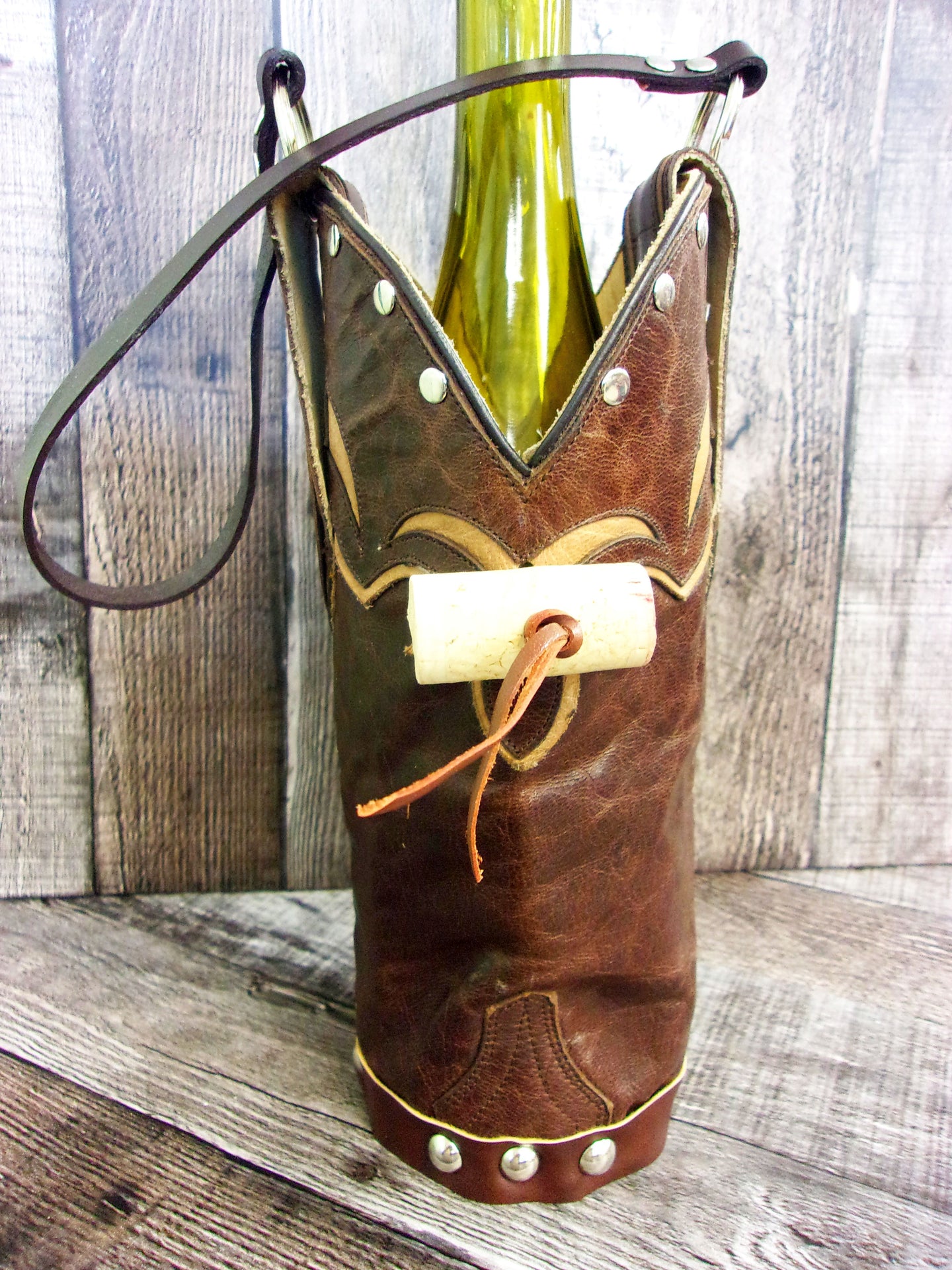 Cowboy Boot Wine Tote wt837 handcrafted from cowboy boots. Shop Wine Carrier Bags at ChrisThompsonBags.com and buy the best country bridesmaid, country centerpiece, country wedding, cowboy gift, cowgirl centerpiece, cowgirl gift, cowgirl wine bag, rodeo party bag, rustic wine carrier, unique western gift, western wine tote, wine lovers gift at Chris Thompson Bags.