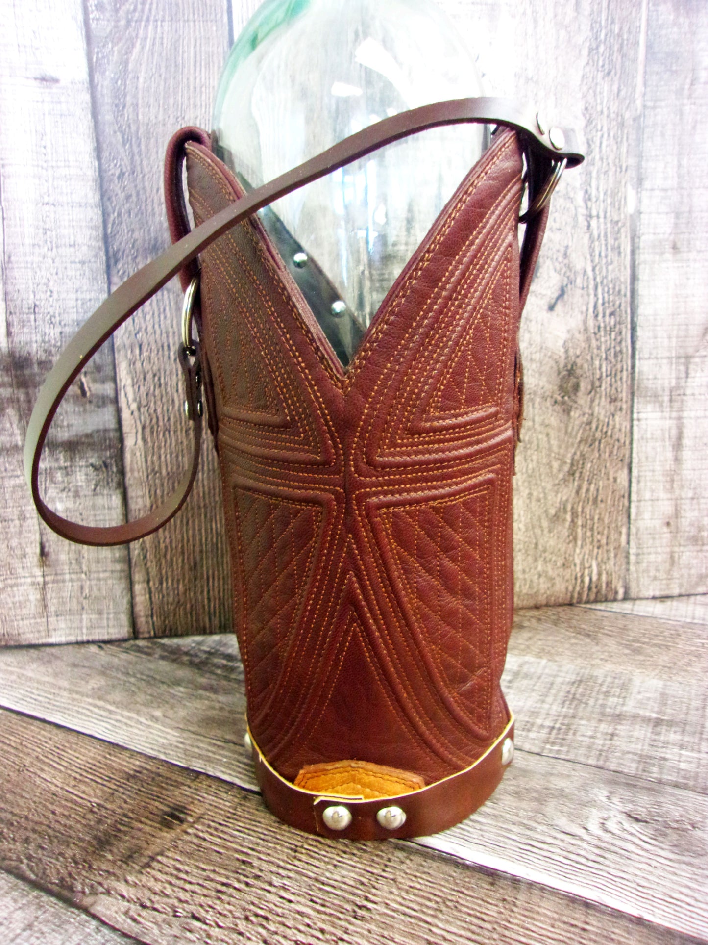 Cowboy Boot Wine Tote wt846 handcrafted from cowboy boots. Shop Wine Carrier Bags at ChrisThompsonBags.com and buy the best country bridesmaid, country centerpiece, country wedding, cowboy gift, cowgirl centerpiece, cowgirl gift, cowgirl wine bag, rodeo party bag, rustic wine carrier, unique western gift, western wine tote, wine lovers gift at Chris Thompson Bags.