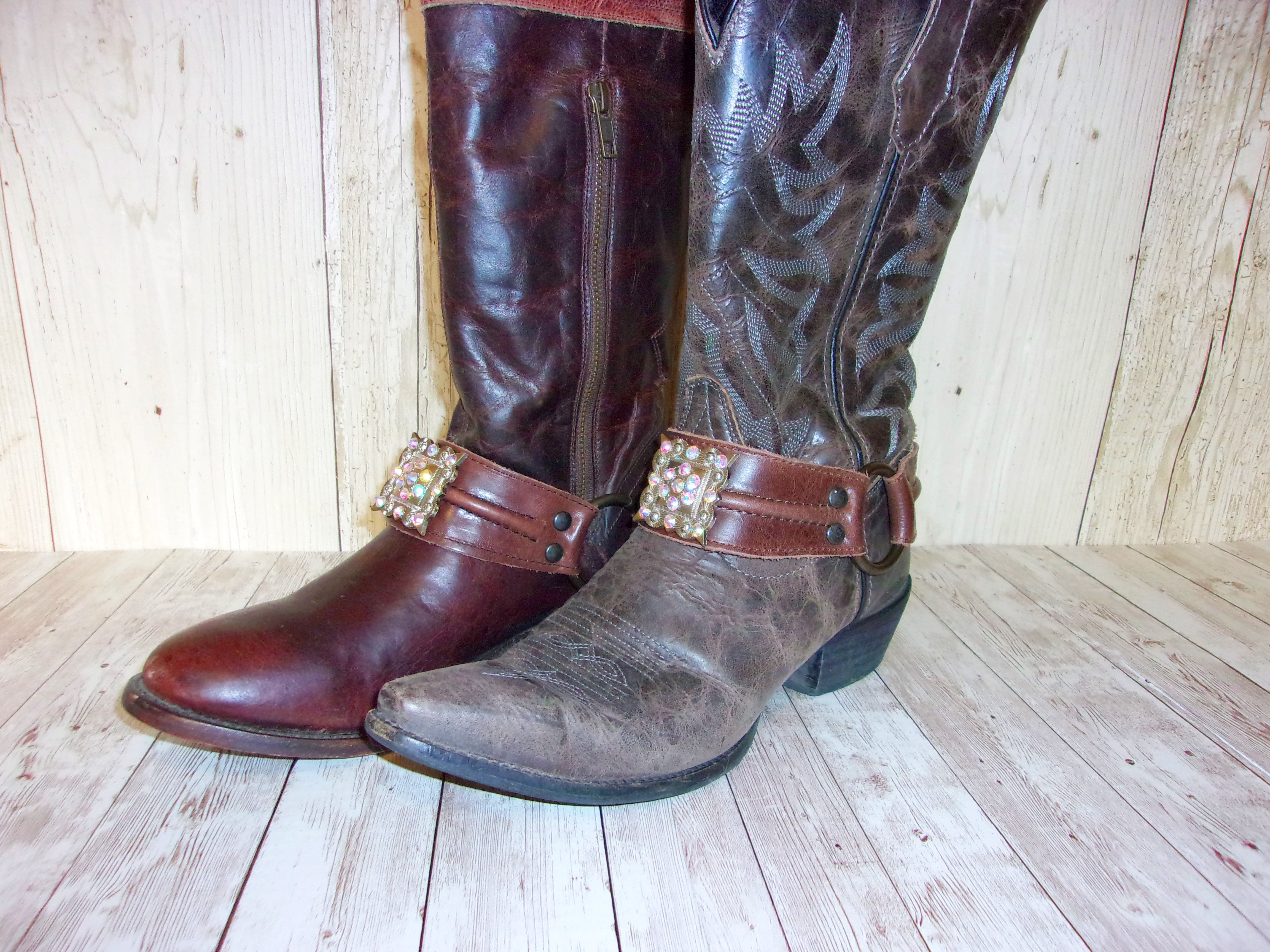 Boot Decoration - Boot Wrap - Boot Bling - Boot Jewelry - Boot Bracelet (Pair) wr03 cowboy boot purses, western fringe purse, handmade leather purses, boot purse, handmade western purse, custom leather handbags Chris Thompson Bags