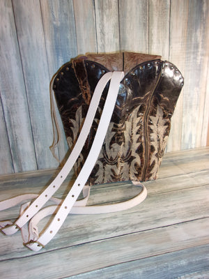 Brown and Tan Backpack - Western Backpack - Western Ruffsack cowboy boot purses, western fringe purse, handmade leather purses, boot purse, handmade western purse, custom leather handbags Chris Thompson Bags