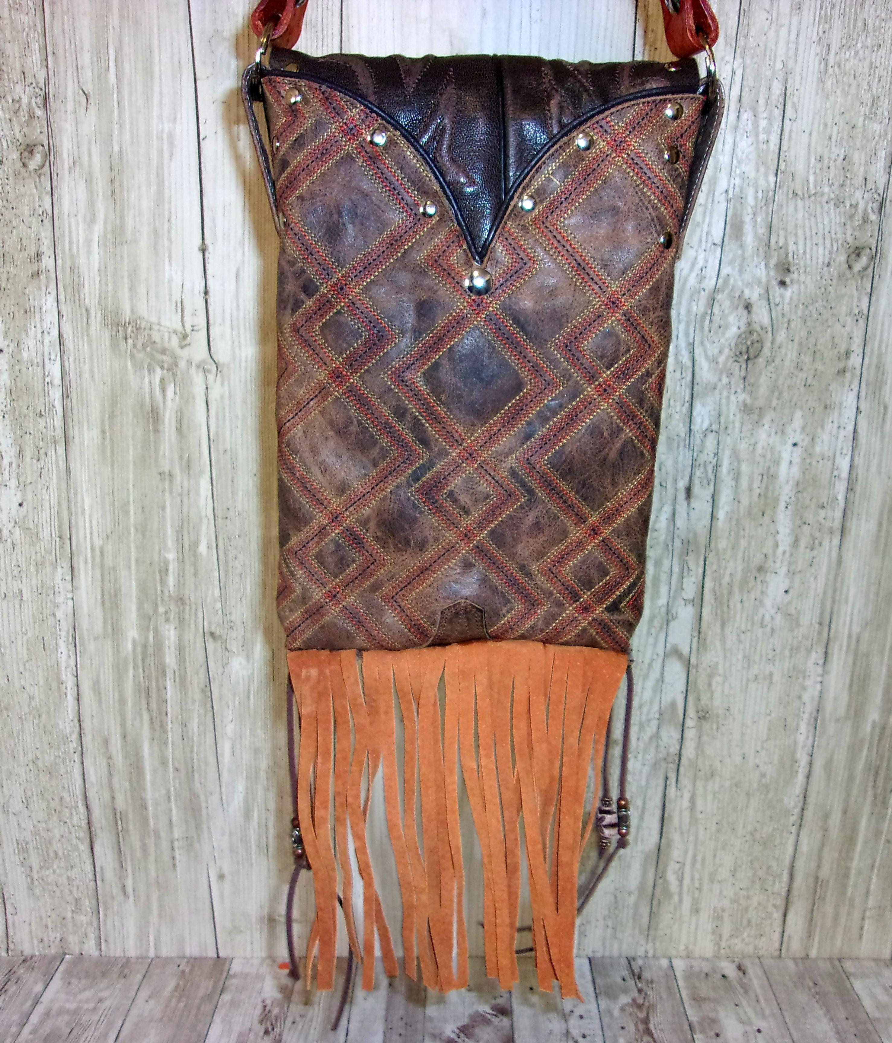 Concealed Carry Purse with Fringe - Cowboy Boot Purse - Crossbody Conceal Carry Purse CB102 cowboy boot purses, western fringe purse, handmade leather purses, boot purse, handmade western purse, custom leather handbags Chris Thompson Bags