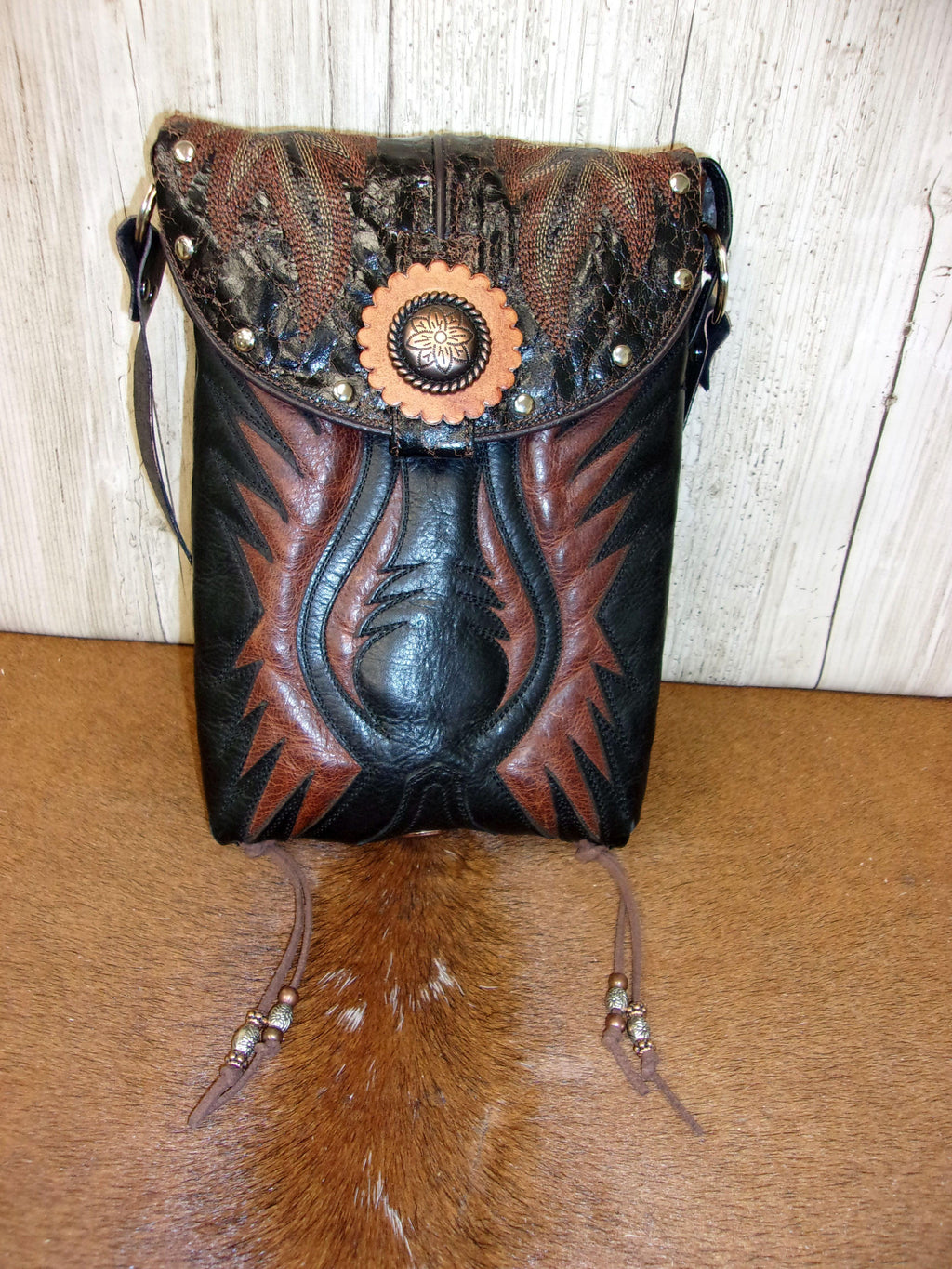 Cowboy Boot Concealed Carry Purse - Crossbody Conceal Carry Purse CB156 cowboy boot purses, western fringe purse, handmade leather purses, boot purse, handmade western purse, custom leather handbags Chris Thompson Bags