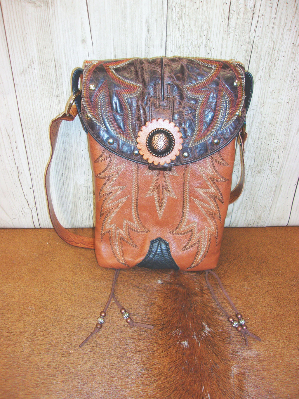 Cowboy Boot Concealed Carry Purse - Crossbody Conceal Carry Purse CB158 cowboy boot purses, western fringe purse, handmade leather purses, boot purse, handmade western purse, custom leather handbags Chris Thompson Bags