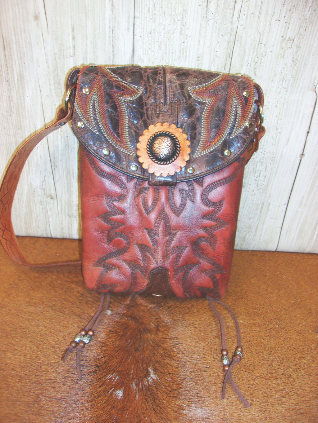 Cowboy Boot Concealed Carry Purse - Crossbody Conceal Carry Purse CB160 cowboy boot purses, western fringe purse, handmade leather purses, boot purse, handmade western purse, custom leather handbags Chris Thompson Bags