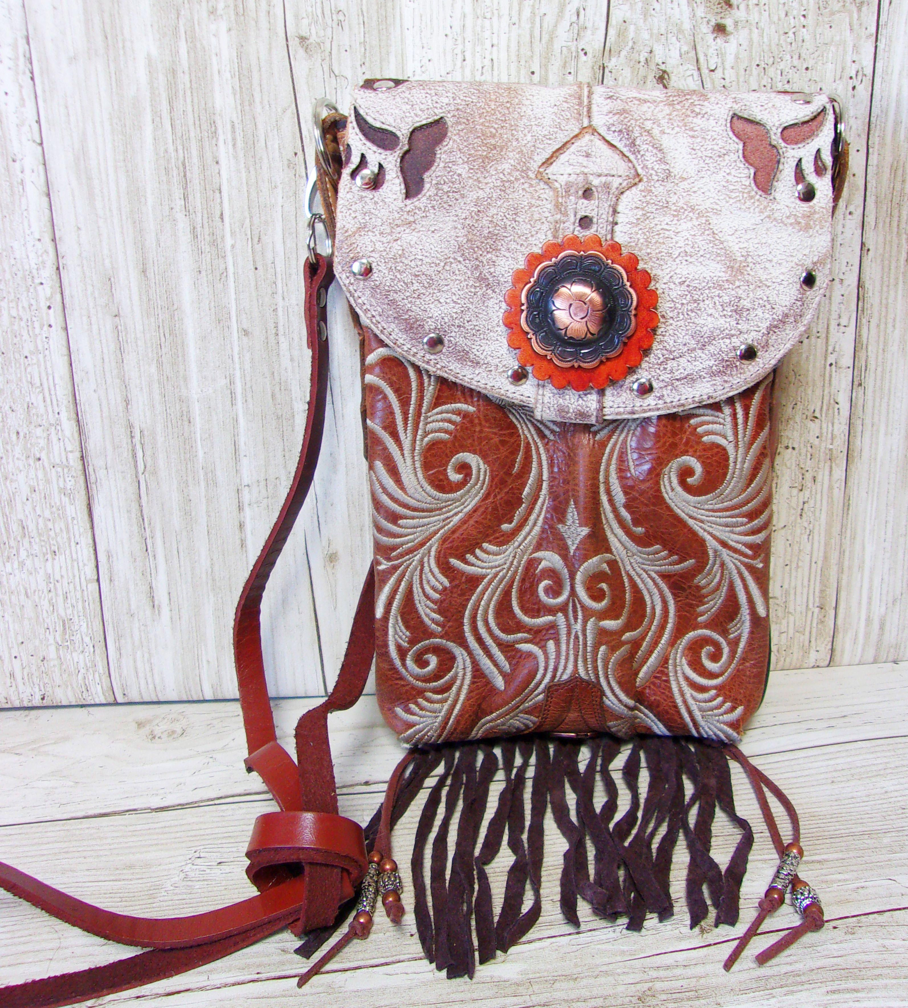 Crossbody Hipster Purse with Fringe – Cowboy Boot Purse – Western Crossbody Bag with Fringe HP808 cowboy boot purses, western fringe purse, handmade leather purses, boot purse, handmade western purse, custom leather handbags Chris Thompson Bags