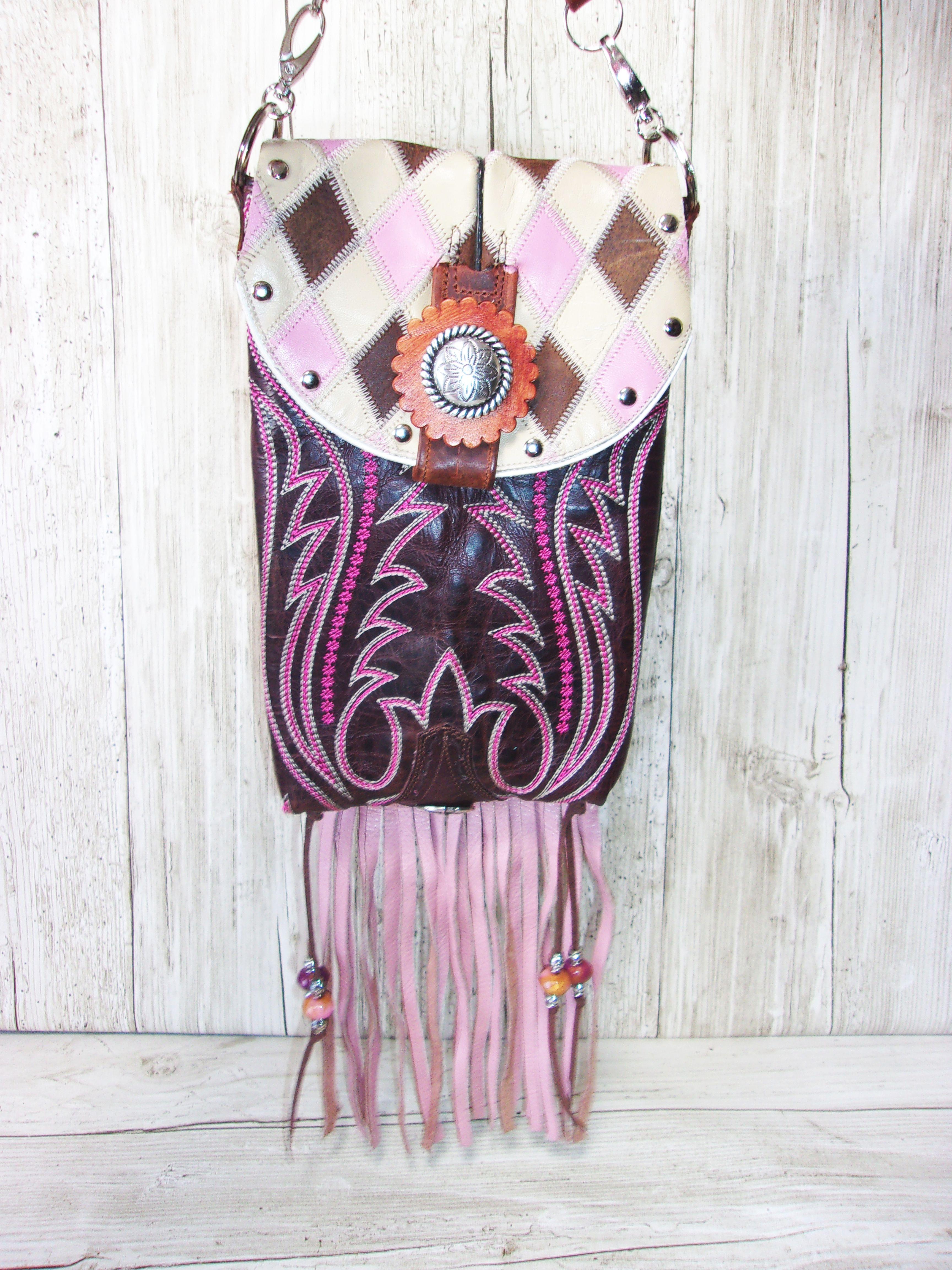 Crossbody Hipster Purse with Fringe – Cowboy Boot Purse – Western Crossbody Bag with Fringe HP813 cowboy boot purses, western fringe purse, handmade leather purses, boot purse, handmade western purse, custom leather handbags Chris Thompson Bags